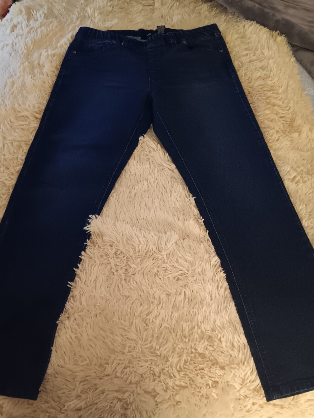 DG2 by Diane Gilman Dark Blue Pull On Straight Leg Jeans With Stretch